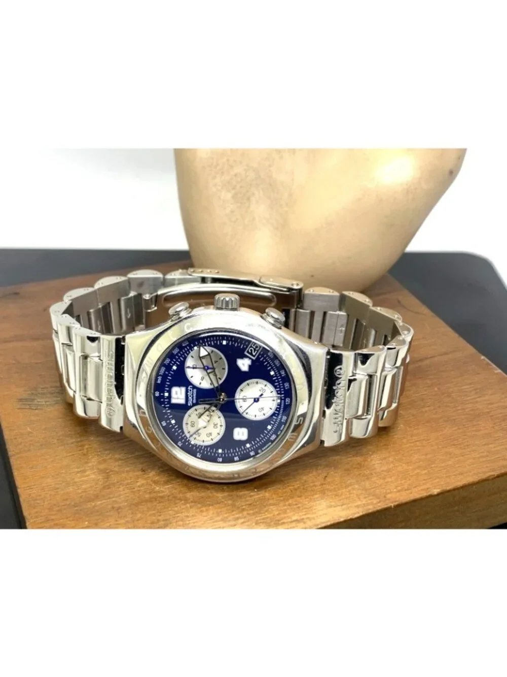 Swatch Men's Watch YCS412G Swiss Quartz Chronograph Vintage 1999 Blue Dial 40mm